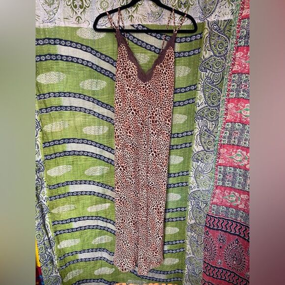 Oscar de la Renta Leopard Print Midi Slip Dress Size Large - Picture 1 of 15